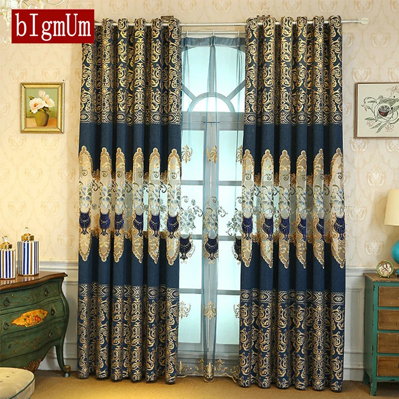 

Luxury Europe Chenille Curtain For Living Room Bedroom Water Soluble Embroidery Tulle Window Curtains Window Treatment Drapes