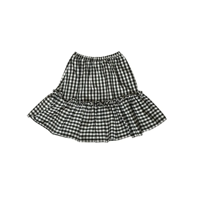 

2018 Hot Sale New Girls Plaid Ruffles Skirt Summer Cotton Good Quality Girls Skirts 4-15T