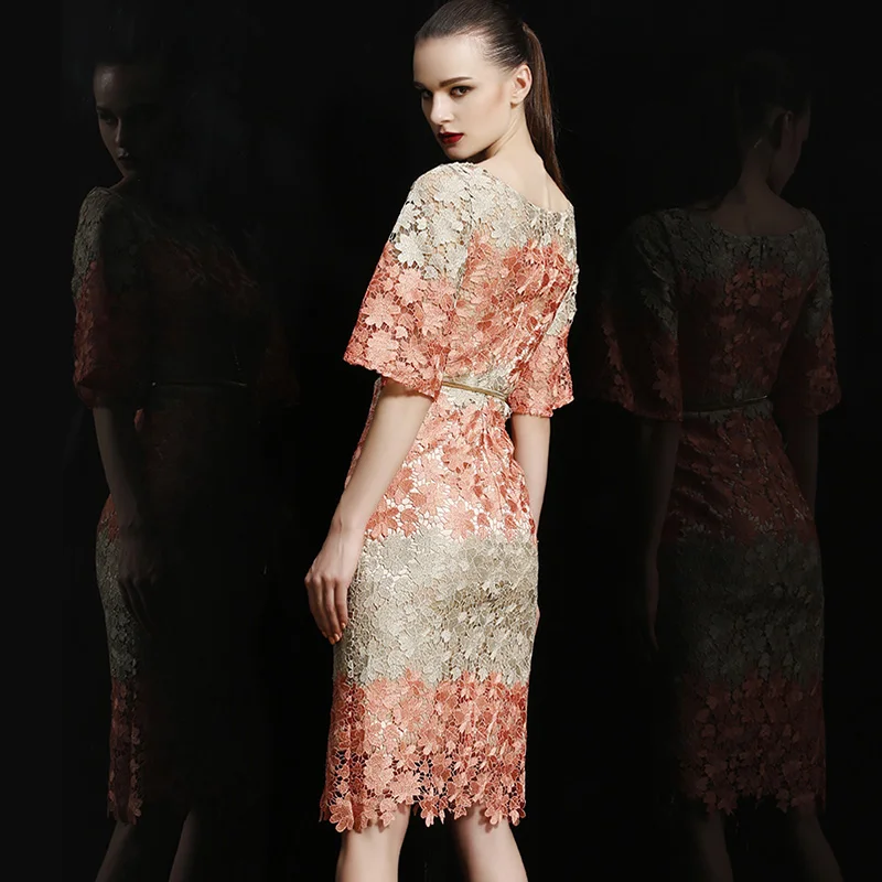 Вышивка Кружево 2018 Для женщин Элегантные Короткие платье Вечерние выпускных