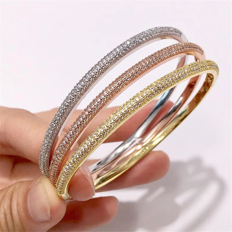 HUISTORY Fashion Curved Surface Half Circle Bracelet Copper Plated Three Colors Stainess Steel For Party Jewelry | Украшения и