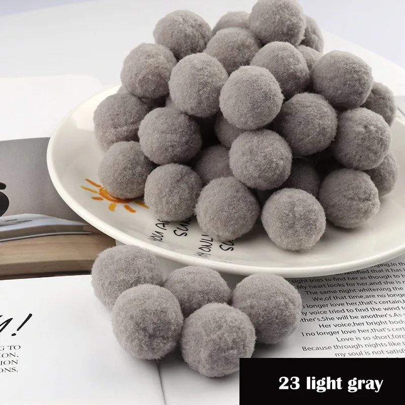 23 light gray Помпоном 8/10/15/20/25/30 мм Мини пышная Нижняя Pom Poms помпонами помпоном ручной работы набор «сделай сам» для ремесла домашнего декора Швейные принадлежности - Цвет: 23 light gray