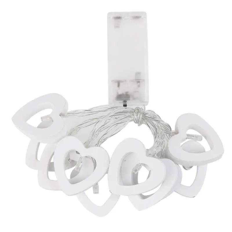 Горячая Теплый Белый 10 Деревянный Сердце Индикатор Батареи Фея Строка Свет