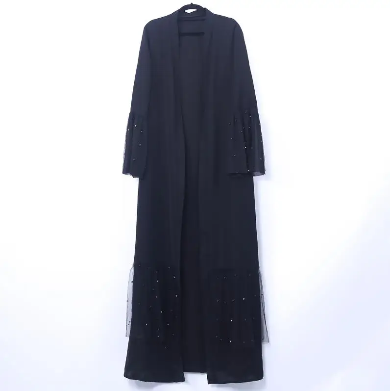 Black cardigan Nida открытый абаи халат Дубайский хиджаб мусульманское платье Кафтан Абая для женщин Кафтан Исламская одежда кимоно кардиган турецкие платья - Цвет: Black cardigan