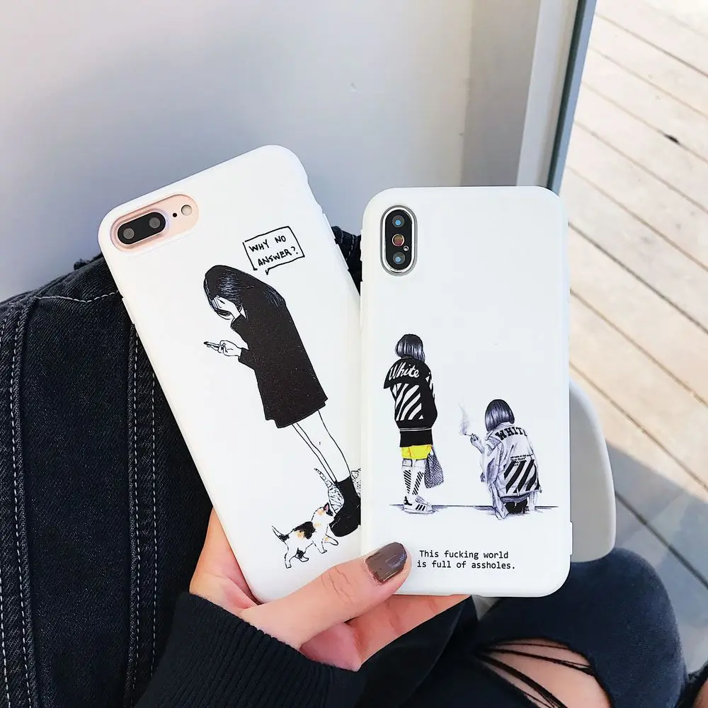 WULAWUKU Fashion cartoon rebel girl lovely soft candy tpu case For iphone X 8 8plus 7 7plus 6 6s plus back covers phone |