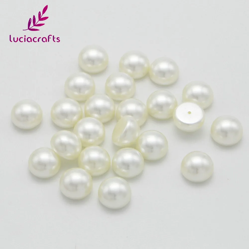 Lucia crafts 8 мм/10 мм/12 мм/14 мм цвет слоновой кости полукруглые бусины с плоской задней стороной имитация жемчуга DIY одежда аксессуары для дизайна ногтей E1201