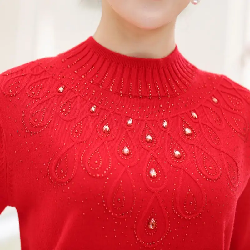 

new women's spring sweater pull femme mother clothing elegant pullover knitted sweater 2017 plus szie women's sweater QH0267