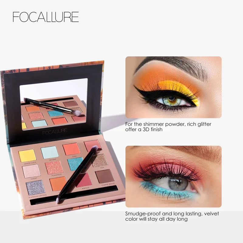 FOCALLURE SO HOT, определенно, рекомендуется, насыщенный красивый цвет, пигмент, гладкий, мягкий, мерцающий блеск, тени для век, палитра