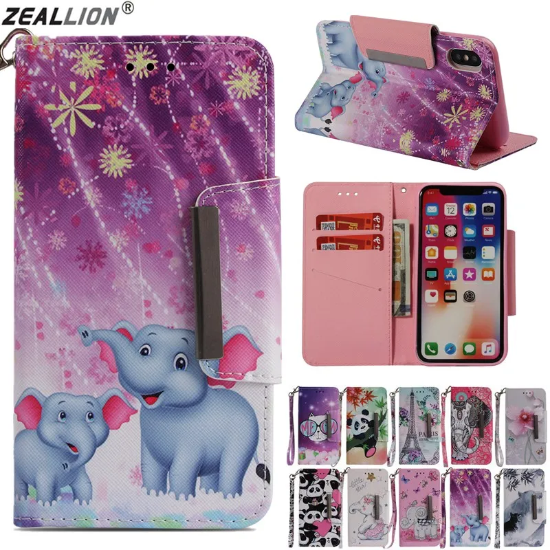 ZEALLION для Apple IPhone X 6 6s 7 8 9 плюс с модным принтом панды слона из искусственной кожи