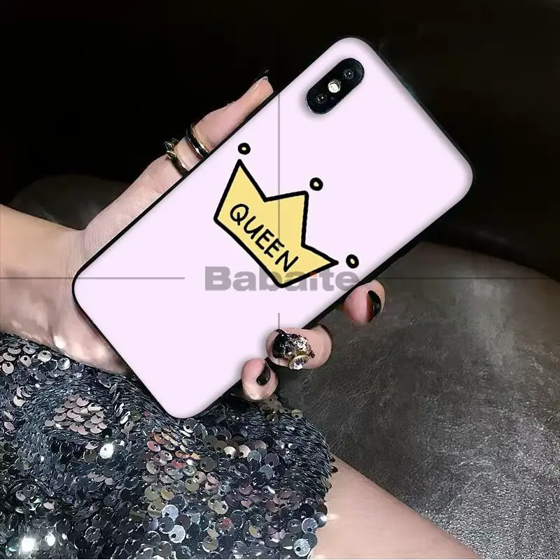Babaite королева и король DIY Роскошный Высокий протектор на конце чехол для iPhone X XS MAX 6