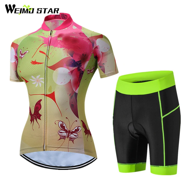 

Weimostar New Cool Style Short Sleeve Cycling Jersey Sets Women Breathable Bicycle Cycling Clothing MTB Road Bike Jersey Clothes