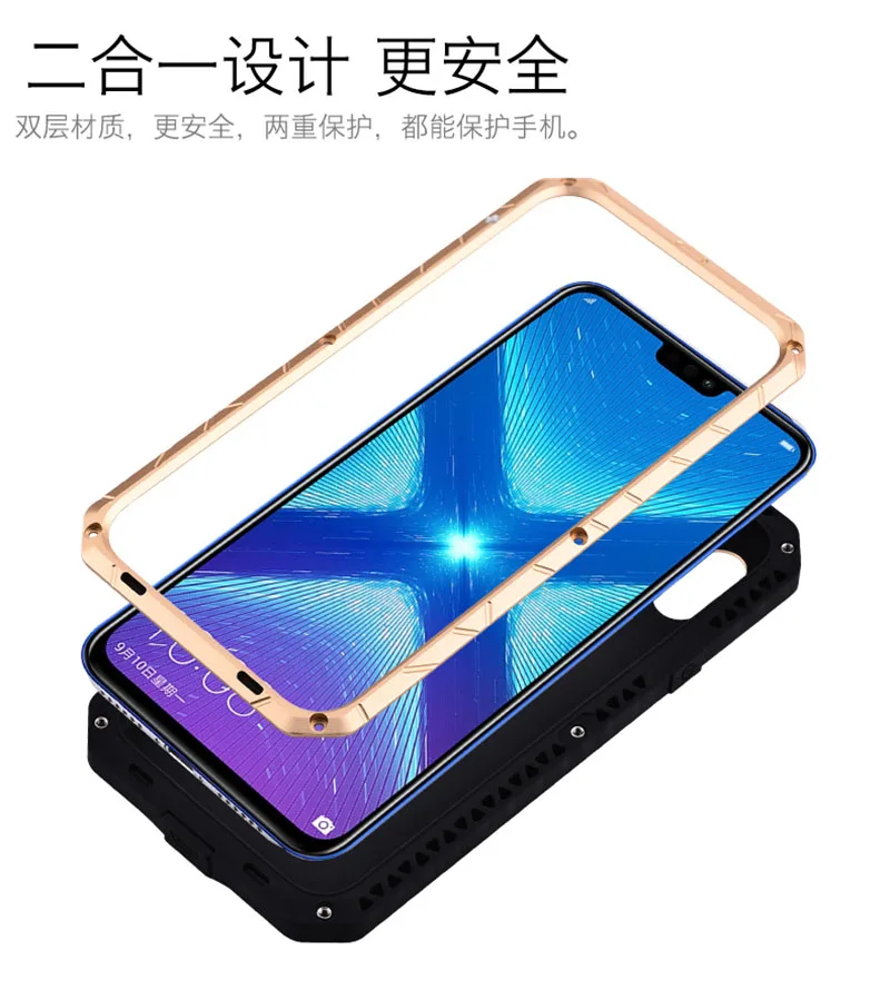 Для huawei Honor 8X чехол авиационный алюминиевый сплав металл+ кремнезем задняя крышка для huawei Honor8X чехол для телефона s