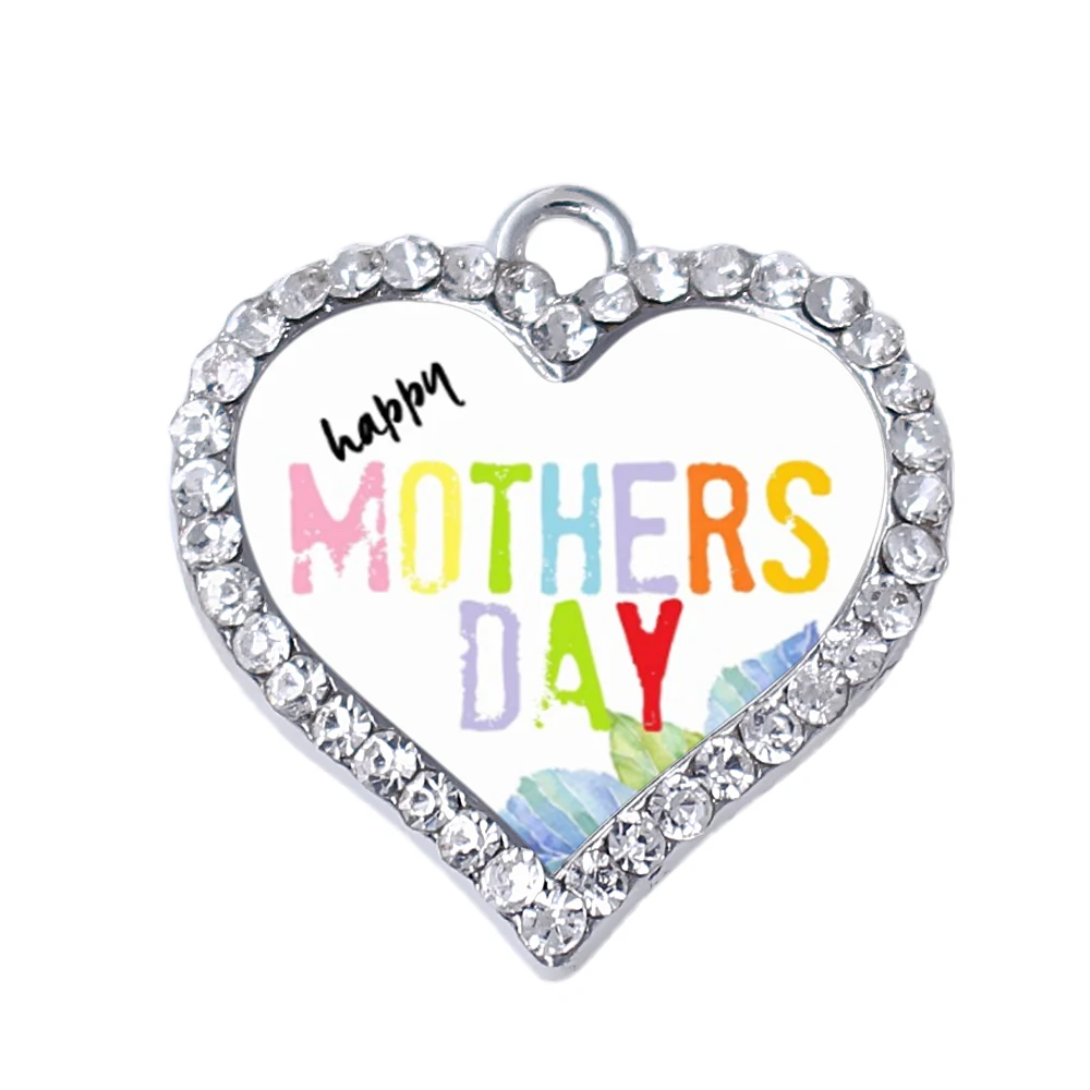 Экологичные модные серебряные Покрытые Кристаллами наклейки на День Матери