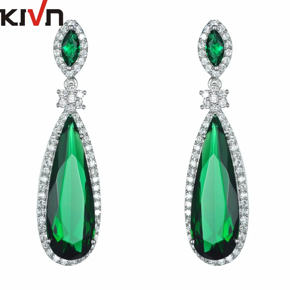 Модные ювелирные изделия KIVN роскошные серьги с синим фианитом свадебные для