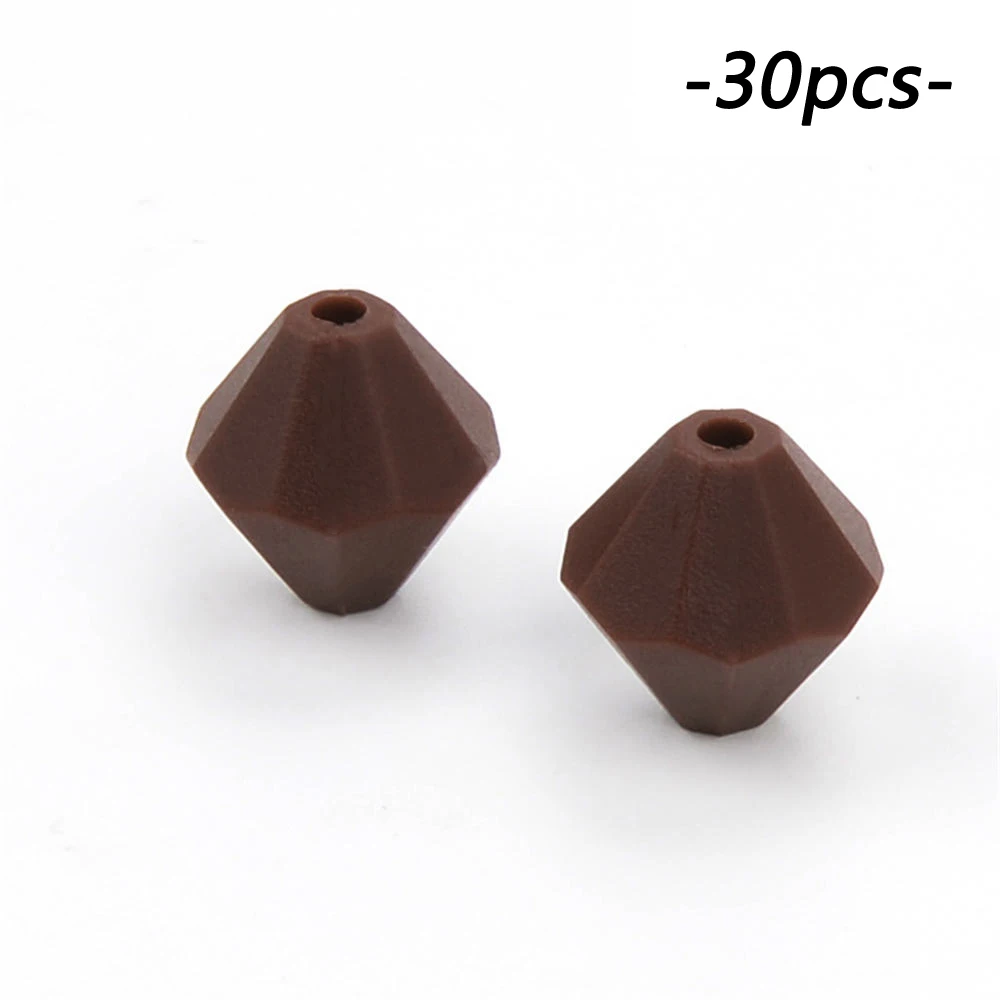 chocolate 30 шт./партия, алмазные Прорезыватели для зубов, бусины для еды, силиконовые игрушки для прорезывания зубов, геометрические свободные бусины, ювелирные изделия, аксессуары - Цвет: chocolate