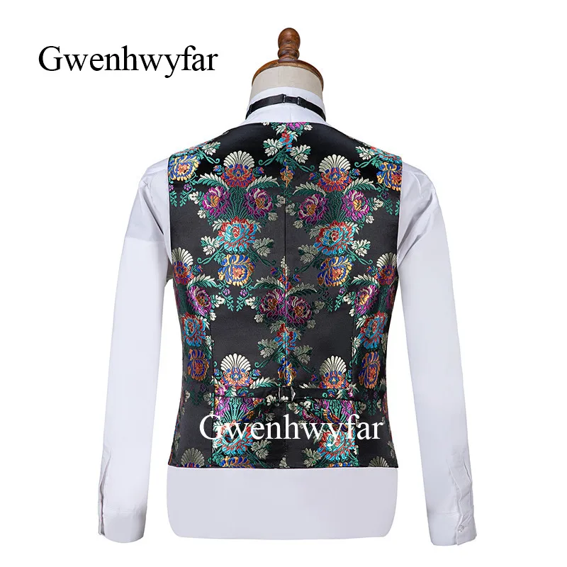 Роскошные мужские Цветочные костюмы Gwenhwyfar 2019 черный облегающий женский