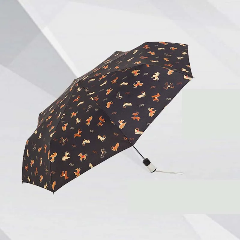 Three Folding automatic Umbrellas For Ladies Parasol Wind Resistant Heart Automatic Umbrella Rain Women Print Anti UV | Дом и сад