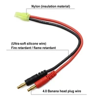 100pcslot mini tamiya plug to 4 0 banana plug charger cable with 14awg high temperature silicone wire 150mm lenght