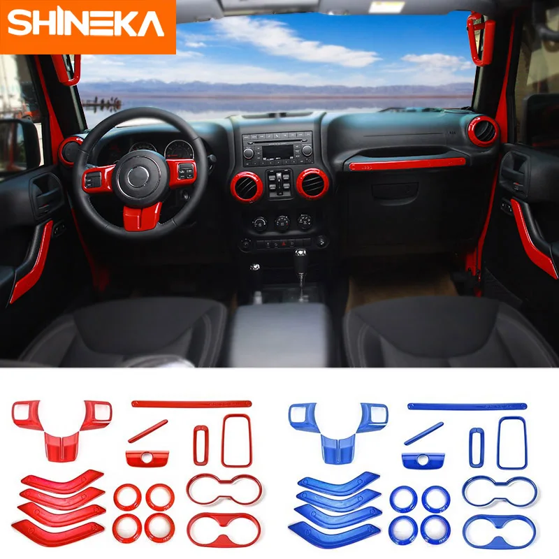 SHINEKA внутренние молдинги для Jeep Wrangler JK 2011 + 4 двери 18 шт. ABS комплект наклеек