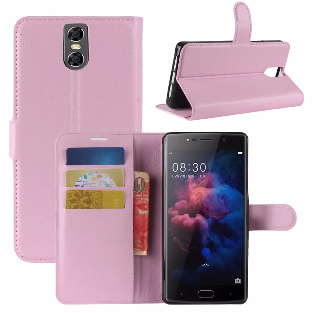 Кожаный чехол Для DOOGEE BL7000 с текстурой личи PU+ TPU горизонтальный Флип кожаный чехол для смартфона с держателем/отделениями для карт/бумажником
