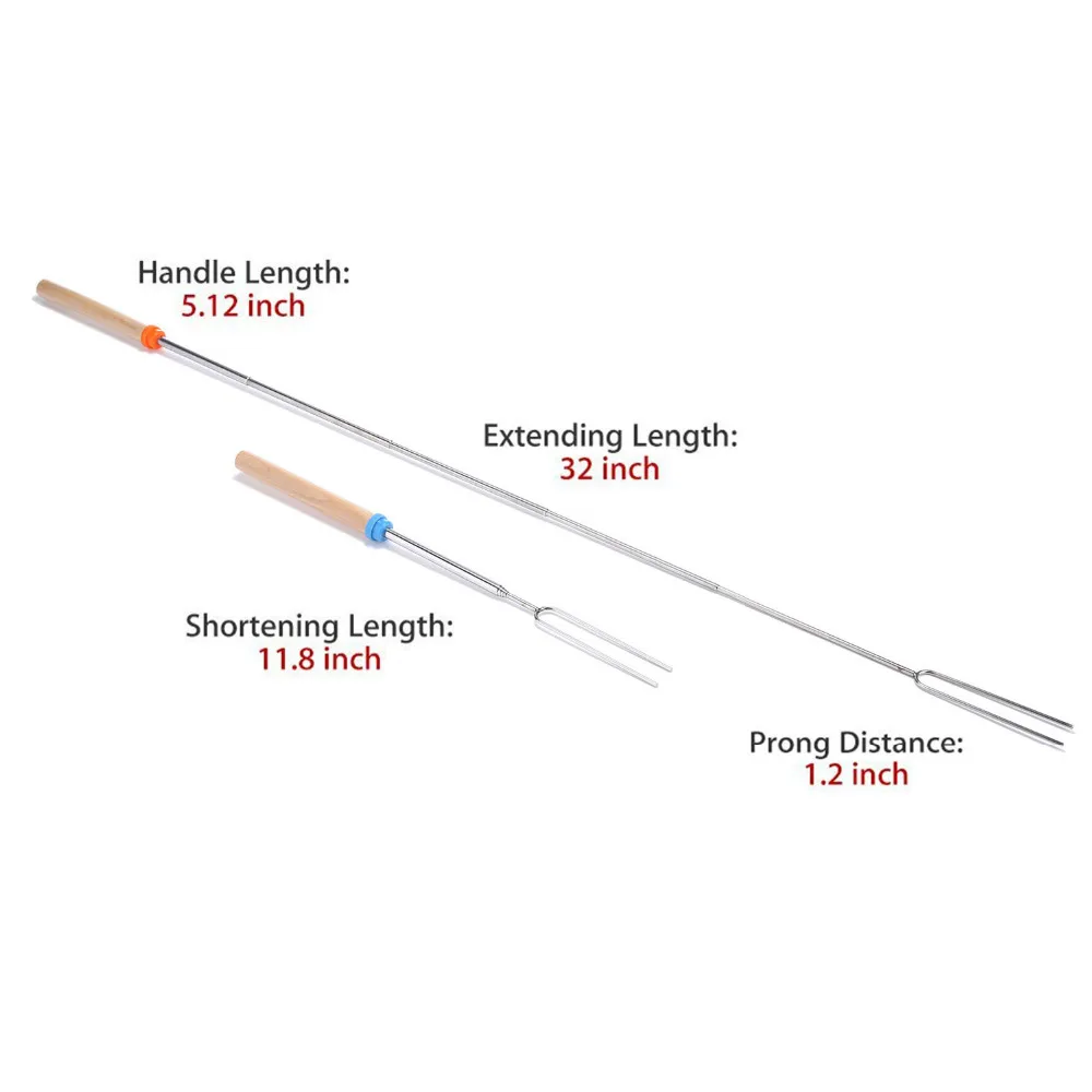 10 шт./компл. барбекю вилки кемпинга костра из нержавеющей стали с деревянной