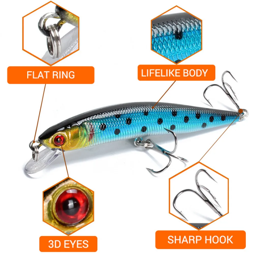 1pcs Minnow Fishing Lure Hard Artificial Bait 3D Eyes 10cm 8g Wobblers Crankbait Floating Plastic Baits Pike Carp Lures Peche | Спорт и