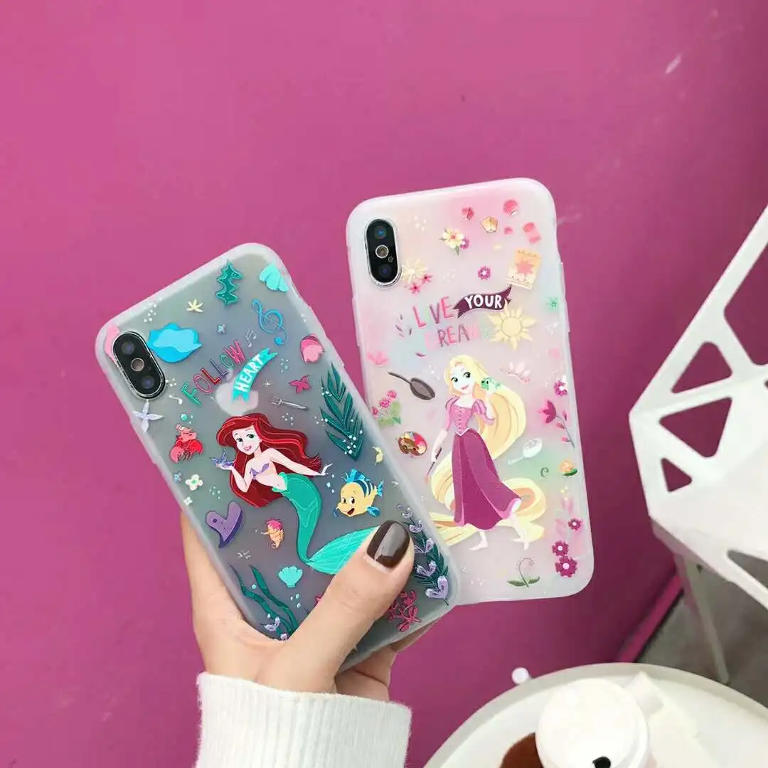 Классический чехол принцессы для iPhone X XS MAX XR 6 6S 7 8 Plus полупрозрачный мягкий с