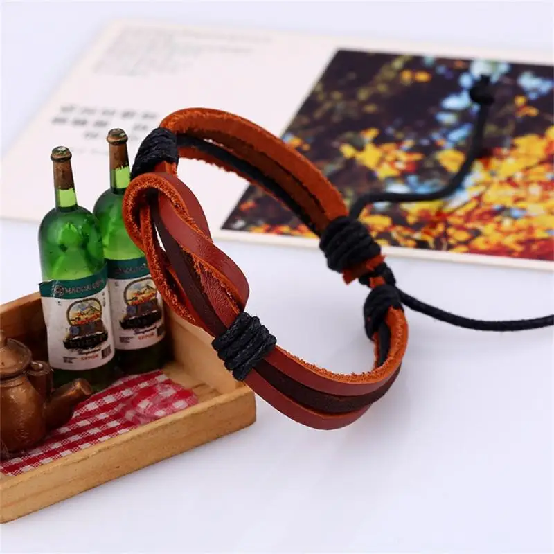 Новинка унисекс женский и мужской модный вязаный коричневый браслет из