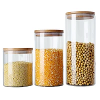 classic borosilicate glass jars for spices vacuum storage containers with sealed bamboo lids for candy tea kitchen organization