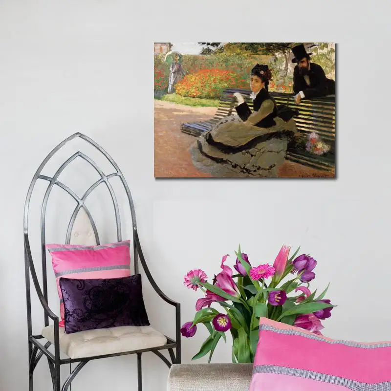 Камилла Моне на Садовом скамейке Клода искусство Масляные картины