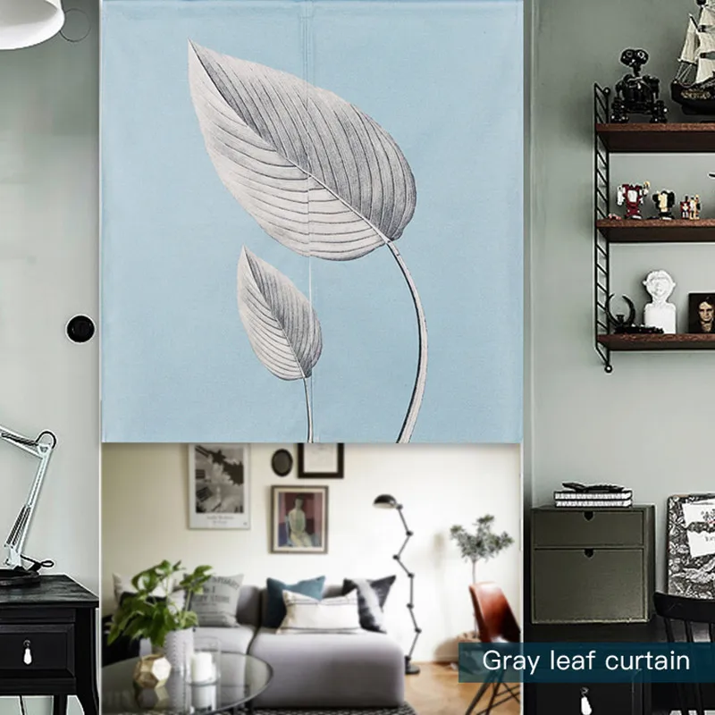 Занавеска на дверь с серыми листьями льняной гобелен для кабинета спальни