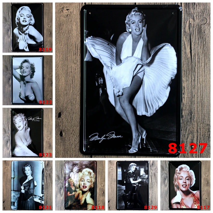 Marilyn Monroe Sign Logo Plaque Vintage Metal Painting Wall Sticker Iron Board Decorative Plates Poster Wholesale 20X30 CM | Дом и сад
