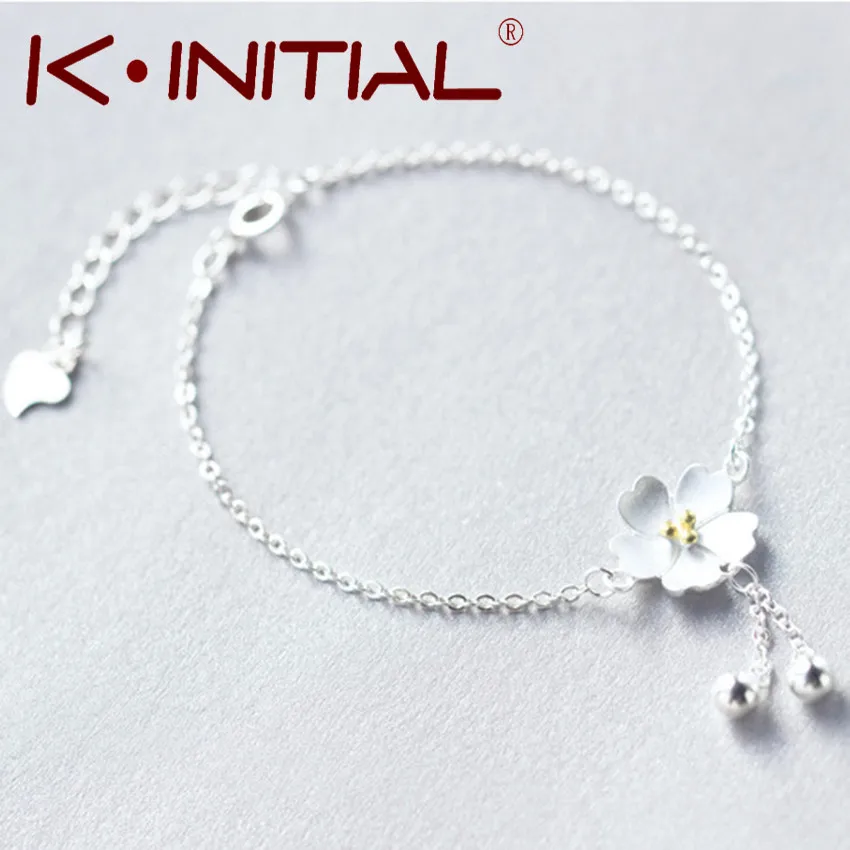 Kinitial 1 Шт. 925 Серебро Очарование Цветок Браслет Сакура Цепи С Вишней в Цвету Шарика