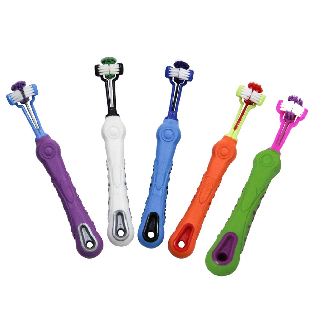 Зубная щетка для домашних собак и кошек трёхсторонний очиститель со щеткой зубов