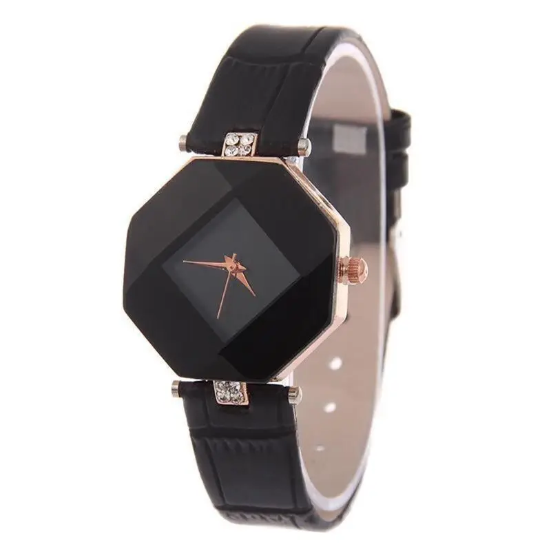  Fashion Jewelry Watch Gift Table Women Watches Jewel Gem Cut Black Surface Geometry Wristwatch | Наручные часы