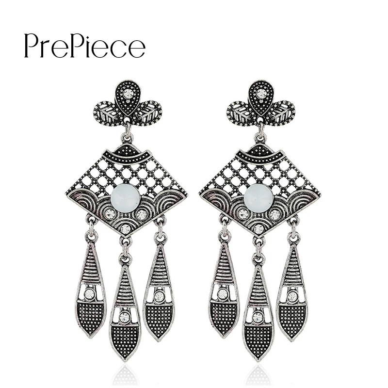 Prepiece Модные ажурные Длинные кисточкой падение серьги для женщин Цирконий