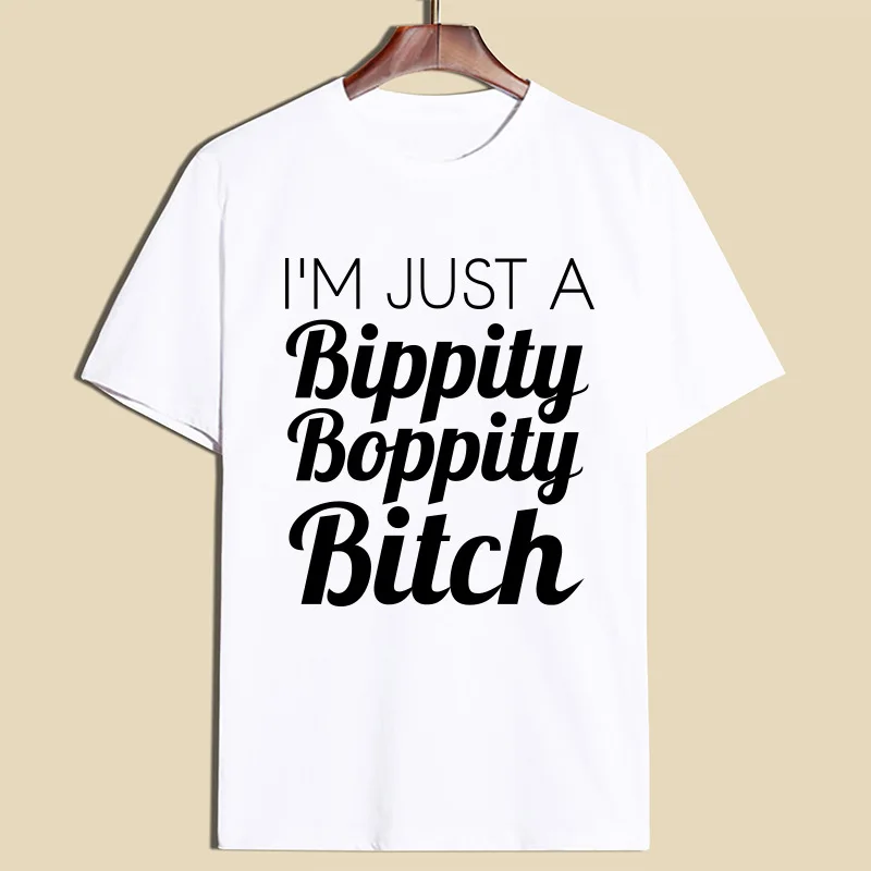 2017 Summer Women Short Sleeve Tee Casual O-Neck T-Shirt I'm Just A Bippity Boppity Print Tops Plus Size | Женская одежда