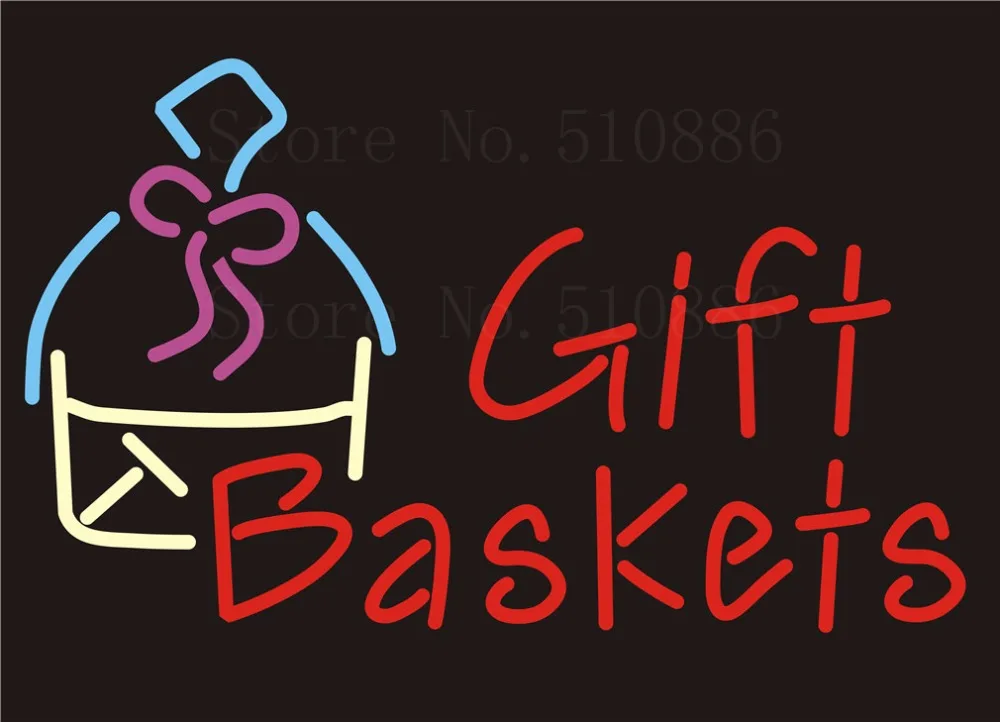 

NEON SIGNS Gift Baskets restaurant Beer Wine Real GLASS Tube BAR PUB Signboard Display Decorate Store Shop Light Sign 17*14"