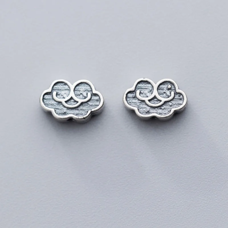 

925 пробы серебряные буудхисские облака матовая Проставка бусины 10 мм ручной работы счастливые серебряные бусины для унисекс DIY ювелирных из...