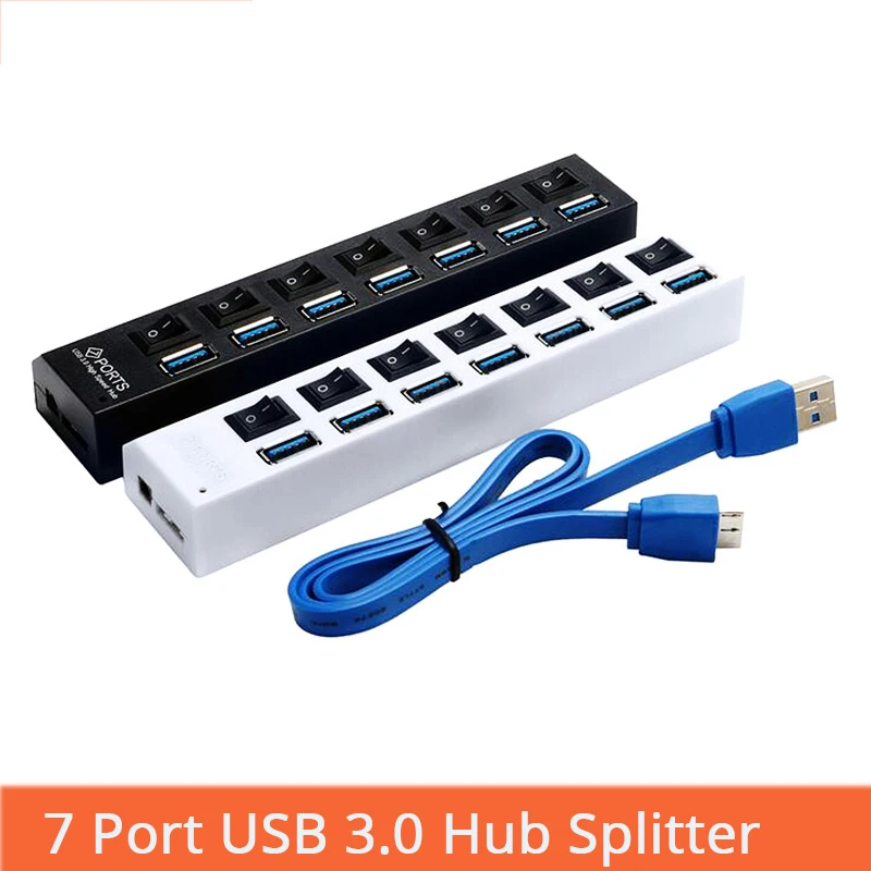 

7 портов USB3.0 концентратор супер скорость 5 Гбит/с мини usb-хаб 3,0 USB сплиттер с переключателем ВКЛ/ВЫКЛ ПК компьютер периферийные устройства Ак...