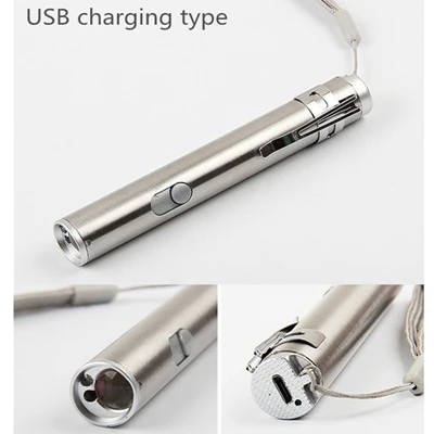 USB Charging 3 в 1 фонарик из алюминиевого сплава 500LM USB Перезаряжаемый обучающий лазерный указатель и УФ-фонарь светодиодный фонарик многофункциональный фонарь - Испускаемый цвет: USB Charging
