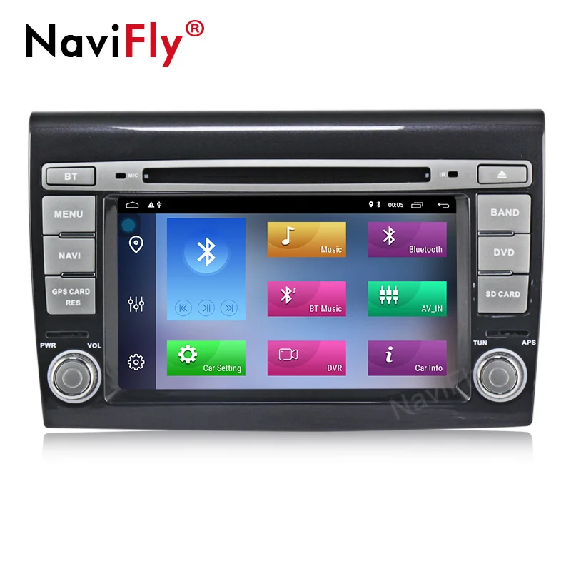 NaviFly автомобильный мультимедийный плеер Android9.1 GPS 2 Din стерео система для Fiat/Bravo