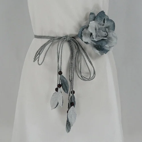 Женский модный пояс с цветами и кисточками для платьев, женский пояс с узлом, подходит ко всему, женский пояс черного цвета - Цвет: Серый