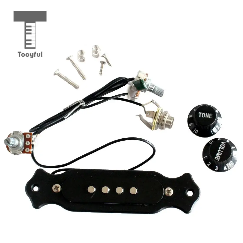 

Tooyful High Quality Pre-Wired 4-String Electric Cigar Box Acoustic Guitar Pickup Part Magnetic Pickups with Volume Tone Knob