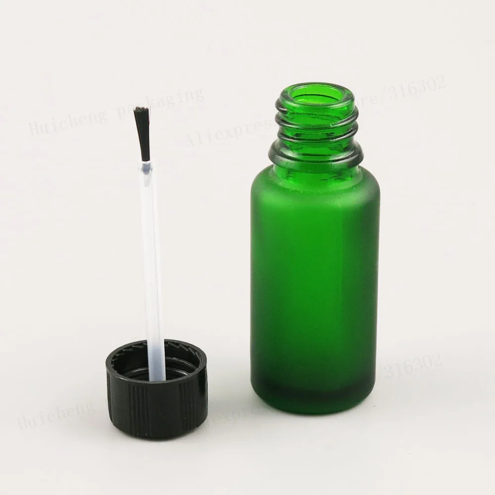 

10ML 15ml 20ml 30ml 50ml 100ml Refillable Frost Green Glass Essential Oil Bottle With Brush Cap 1oz 1/2oz 5/3OZ NaiPolish Bottle