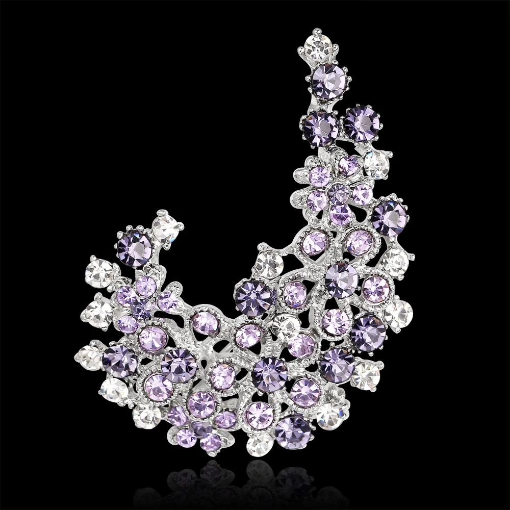 Новый Элегантный Роскошный Blue Crystal Цветок Лист в Стиле Модерн Брошь Pin Ясно Rhinestone