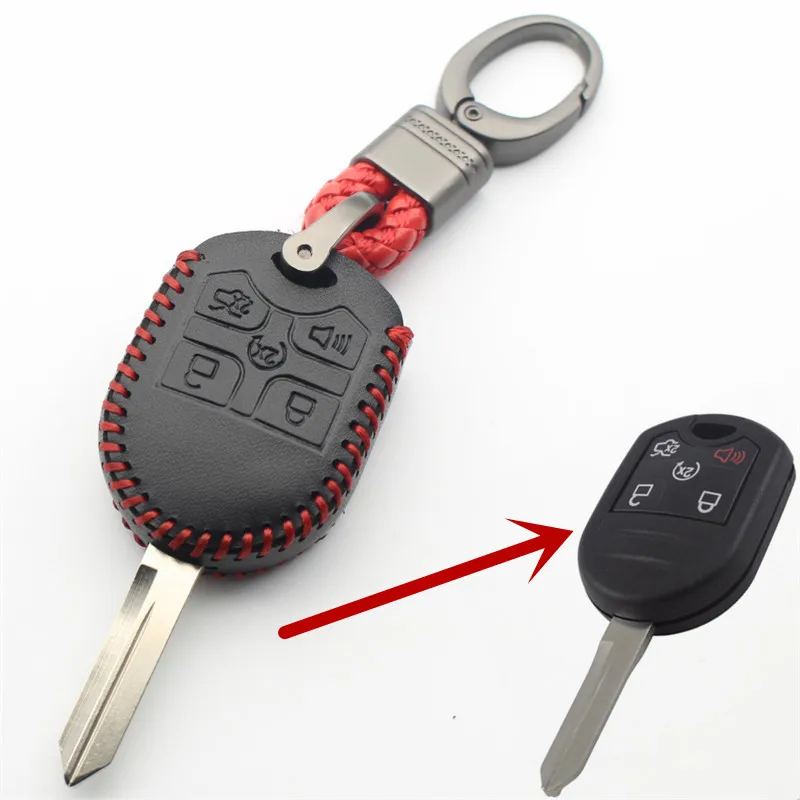 Чехол для ключей FLYBETTER из натуральной кожи с 5 кнопками для Ford Explorer/Edge/Escape/Ranger/E150/F350/F550/E250 L352