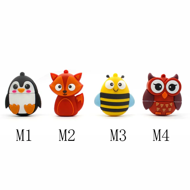 Милашка пингвин USB флэш-накопитель с рисунками зверей из мультфильмов красная