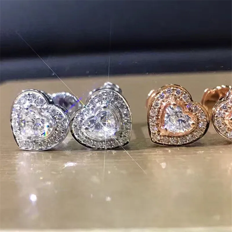 LASAMERO 0.298CTW серьги в форме сердца с натуральным бриллиантом 18K гвоздики из белого
