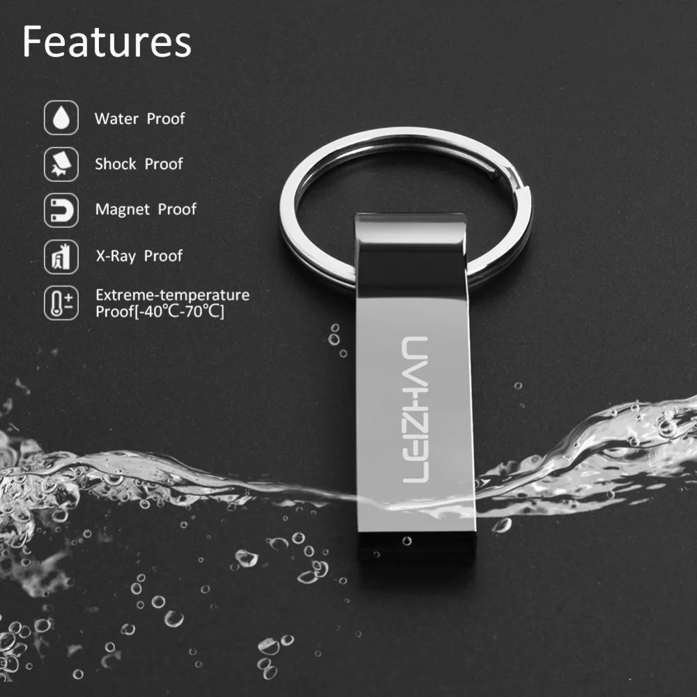 LEIZHAN USB флэш-накопитель с брелоком 4 ГБ 8 16 32 64 Гб металлический флеш-накопитель