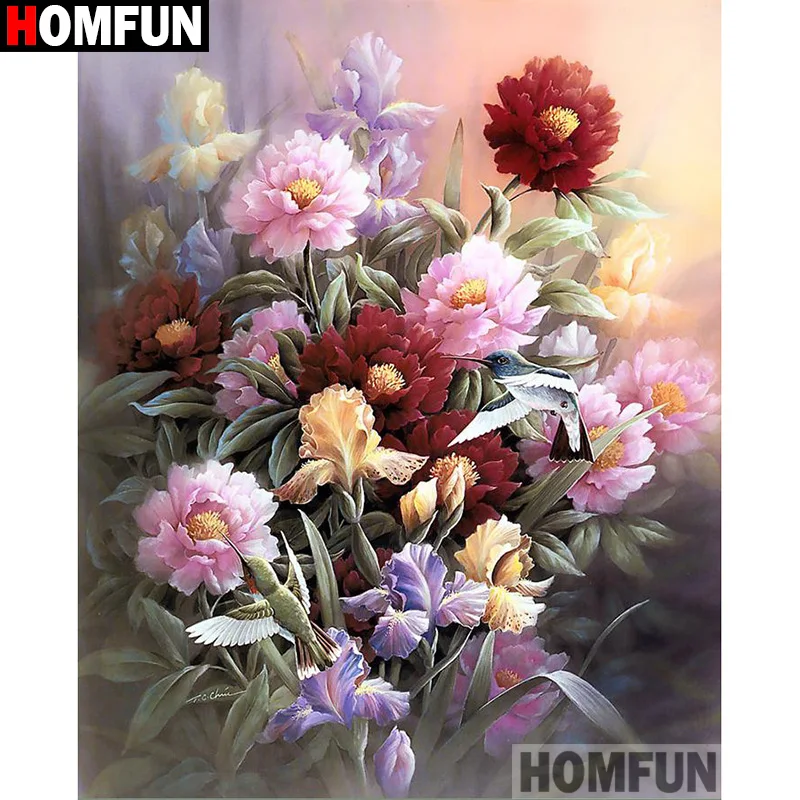 Алмазная 5D картина HOMFUN A17557 Цветочный пейзаж вышивка крестиком